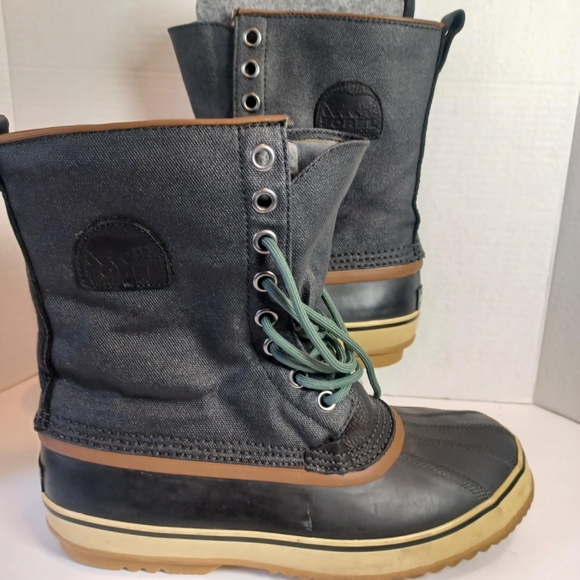 Sorel NM1560 Men's Premium Waterproof Duck Boots Size‎ 10 Snow Boots Black Grey - Picture 1 of 8